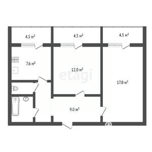 2-к квартира, вторичка, 49м2, 2/16 этаж