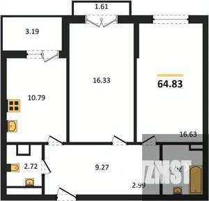 2-к квартира, вторичка, 65м2, 4/18 этаж