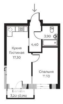 1-к квартира, вторичка, 38м2, 13/14 этаж