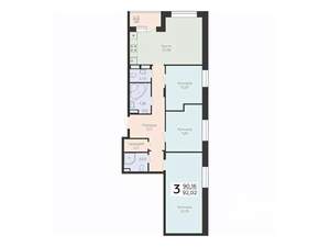 3-к квартира, вторичка, 92м2, 9/16 этаж