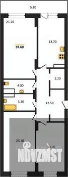 3-к квартира, вторичка, 97м2, 19/25 этаж