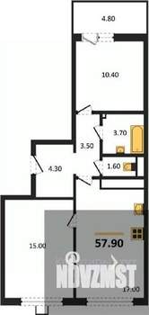 2-к квартира, вторичка, 58м2, 9/17 этаж