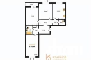 3-к квартира, вторичка, 86м2, 15/17 этаж