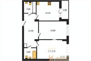 2-к квартира, вторичка, 61м2, 8/13 этаж