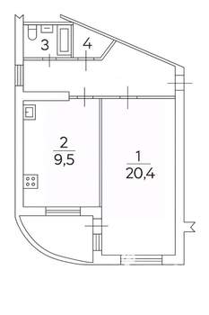 1-к квартира, вторичка, 44м2, 4/10 этаж