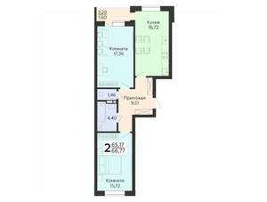 2-к квартира, вторичка, 67м2, 8/18 этаж