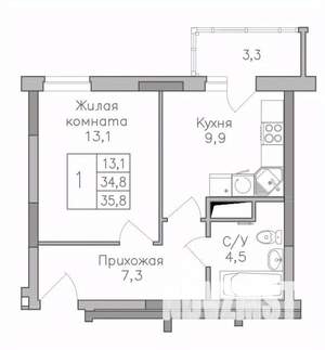 1-к квартира, строящийся дом, 36м2, 6/25 этаж