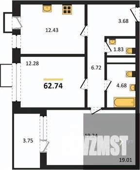 2-к квартира, вторичка, 63м2, 7/21 этаж