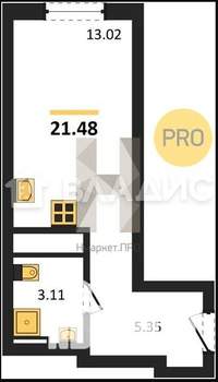 Студия квартира, вторичка, 21м2, 11/27 этаж