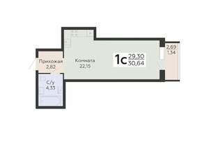 Студия квартира, вторичка, 31м2, 15/19 этаж
