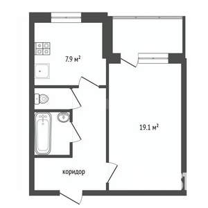 1-к квартира, вторичка, 38м2, 2/9 этаж