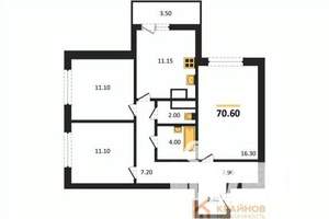 3-к квартира, вторичка, 71м2, 18/25 этаж