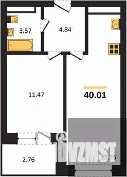 1-к квартира, вторичка, 40м2, 20/28 этаж