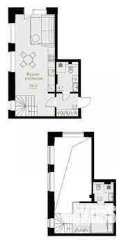 2-к квартира, вторичка, 50м2, 1/5 этаж
