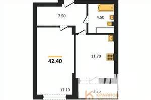 1-к квартира, вторичка, 42м2, 2/13 этаж