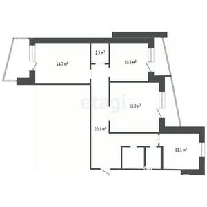 3-к квартира, вторичка, 86м2, 6/17 этаж