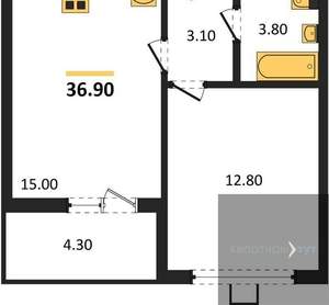 1-к квартира, вторичка, 37м2, 2/17 этаж