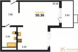 1-к квартира, вторичка, 50м2, 19/21 этаж