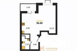 Студия квартира, строящийся дом, 37м2, 13/15 этаж