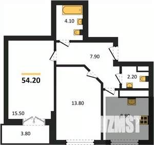 2-к квартира, вторичка, 54м2, 15/25 этаж