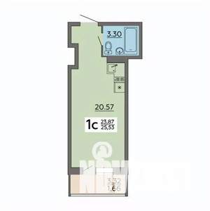 1-к квартира, строящийся дом, 26м2, 11/18 этаж