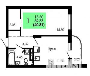 1-к квартира, вторичка, 41м2, 6/9 этаж