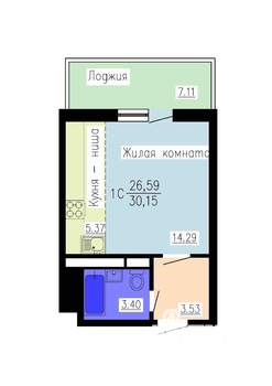 Студия квартира, вторичка, 30м2, 5/16 этаж