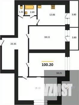 3-к квартира, вторичка, 100м2, 13/16 этаж