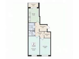 2-к квартира, вторичка, 70м2, 9/16 этаж