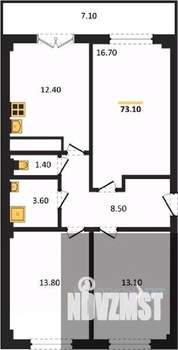 3-к квартира, вторичка, 73м2, 5/15 этаж