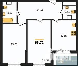 2-к квартира, вторичка, 66м2, 2/18 этаж