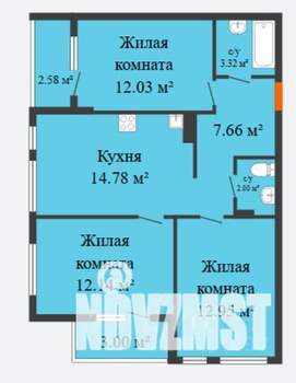 3-к квартира, вторичка, 68м2, 3/18 этаж