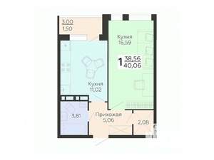 1-к квартира, вторичка, 40м2, 13/18 этаж