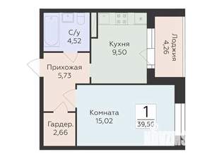 1-к квартира, строящийся дом, 40м2, 4/12 этаж