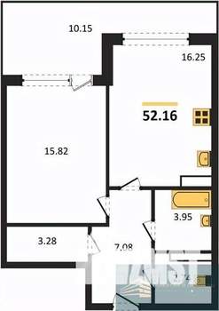 1-к квартира, вторичка, 52м2, 10/23 этаж