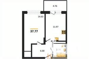 1-к квартира, вторичка, 38м2, 17/18 этаж