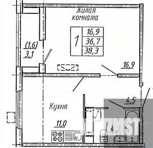 1-к квартира, вторичка, 38м2, 14/19 этаж