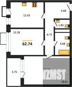 2-к квартира, вторичка, 63м2, 6/21 этаж