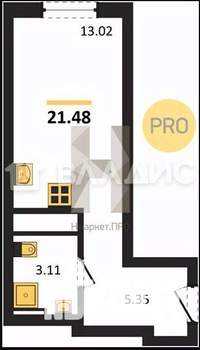 Студия квартира, строящийся дом, 21м2, 12/27 этаж