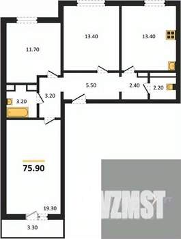 3-к квартира, вторичка, 76м2, 8/17 этаж