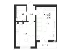 1-к квартира, вторичка, 42м2, 15/17 этаж