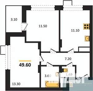 2-к квартира, вторичка, 50м2, 9/11 этаж