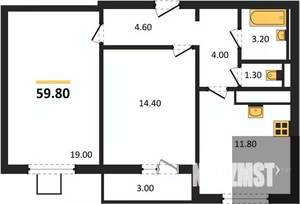 2-к квартира, вторичка, 60м2, 17/19 этаж