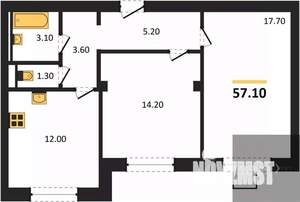 2-к квартира, вторичка, 57м2, 2/19 этаж