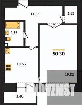 1-к квартира, вторичка, 50м2, 1/16 этаж