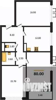 3-к квартира, вторичка, 80м2, 10/19 этаж