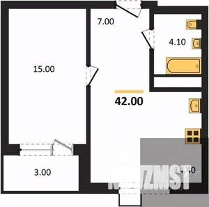 1-к квартира, вторичка, 42м2, 2/13 этаж
