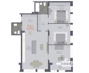 4-к квартира, строящийся дом, 122м2, 20/21 этаж