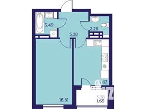 1-к квартира, вторичка, 41м2, 15/18 этаж