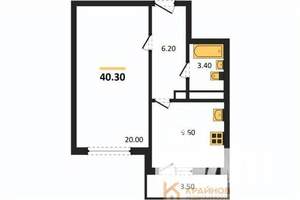1-к квартира, вторичка, 40м2, 17/25 этаж